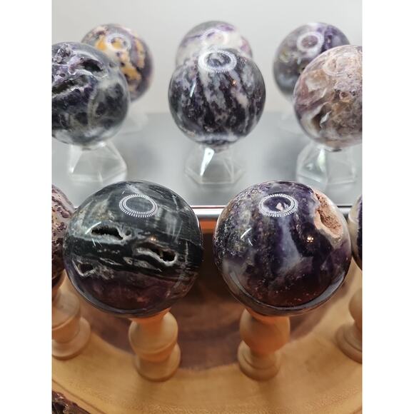 55mm To 65mm Natural Sphalerite Quartz Crystal W/wooden Stand 1 Each - Picture 7 of 12